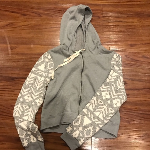 Hollister Cropped Jacket with Sweater Sleeve Detail size L - Picture 3 of 5